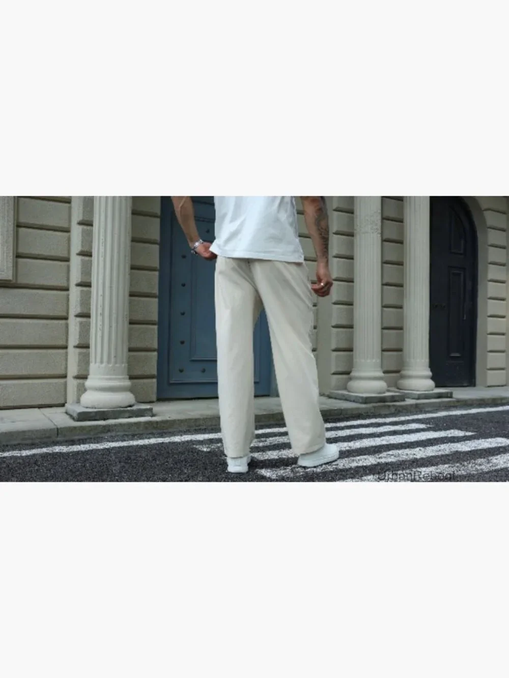 Men's Baggy Cargo Pants Elastic Waist Drawstring with Pockets